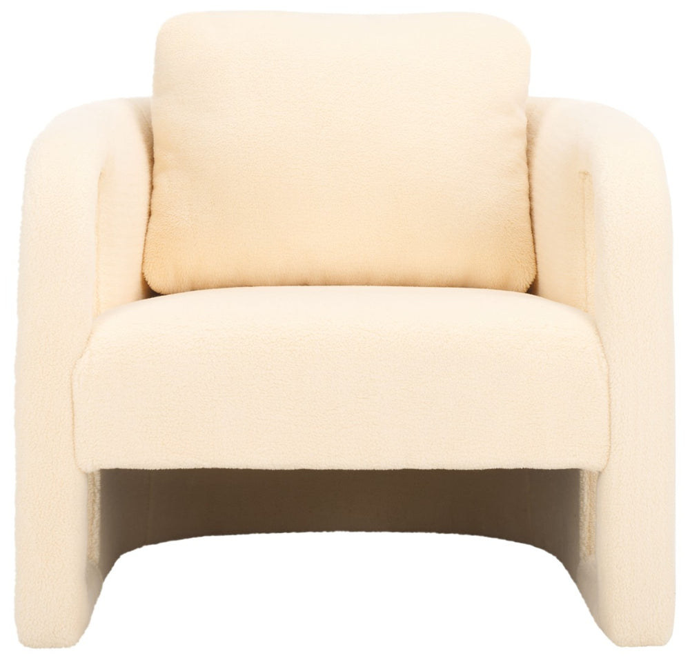 Safavieh Fifer Accent Chair - Luxurious Cream Faux Shearling With Sculptural Design For Modern Interiors ACH1304D