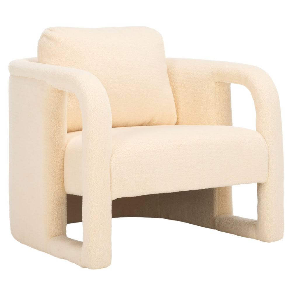 Safavieh Fifer Accent Chair - Luxurious Cream Faux Shearling With Sculptural Design For Modern Interiors ACH1304D
