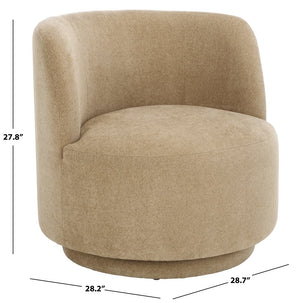 Safavieh Hayls Swivel Accent Chair – Stylish Comfort Meets Contemporary Elegance For Any Living Space Tan Wood,Fabric,Foam Ach1305b