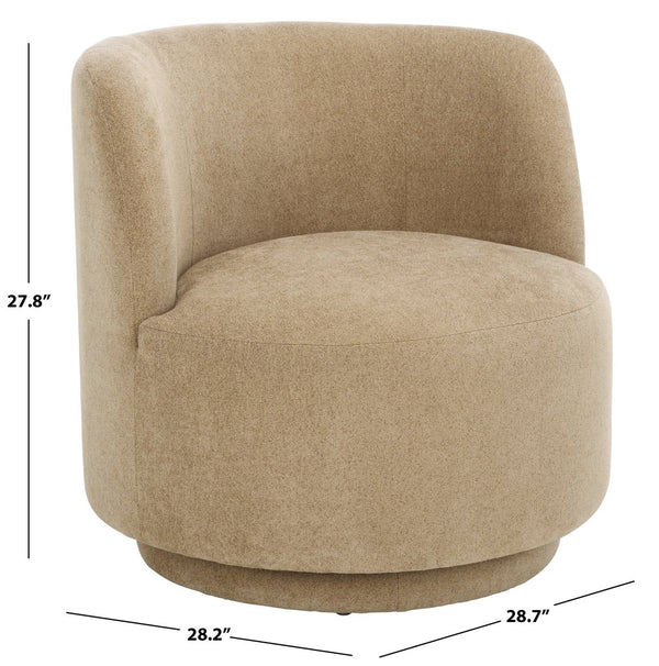 Safavieh Hayls Swivel Accent Chair – Stylish Comfort Meets Contemporary Elegance For Any Living Space Tan Wood,Fabric,Foam Ach1305b