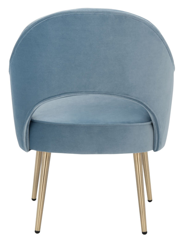 Safavieh Dublyn Accent Chair - Modern Glamour Meets Retro Design With Plush Comfort And Gold Tapered Legs Light Blue ACH4001B