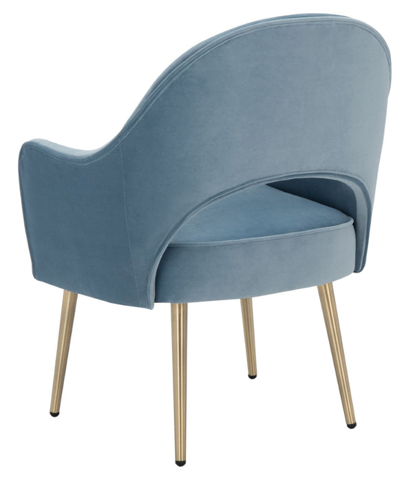Safavieh Dublyn Accent Chair - Modern Glamour Meets Retro Design With Plush Comfort And Gold Tapered Legs Light Blue ACH4001B