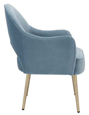 Safavieh Dublyn Accent Chair - Modern Glamour Meets Retro Design With Plush Comfort And Gold Tapered Legs Light Blue ACH4001B