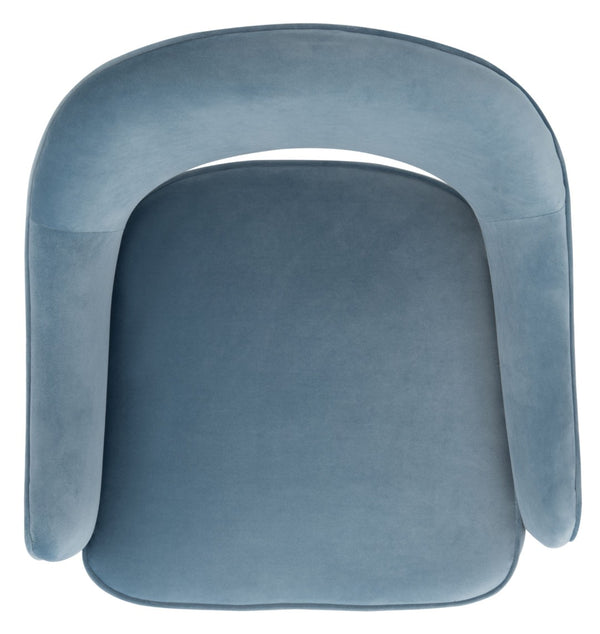 Safavieh Dublyn Accent Chair - Modern Glamour Meets Retro Design With Plush Comfort And Gold Tapered Legs Light Blue ACH4001B