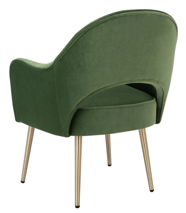 Safavieh Dublyn Accent Chair - Modern Glamour Meets Retro Design With Plush Comfort And Gold Tapered Legs Green ACH4001C