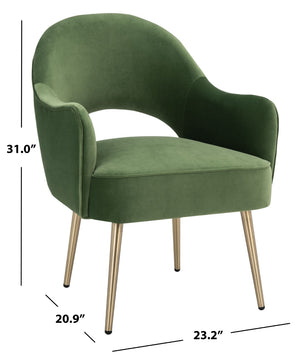 Safavieh Dublyn Accent Chair - Modern Glamour Meets Retro Design With Plush Comfort And Gold Tapered Legs Green ACH4001C