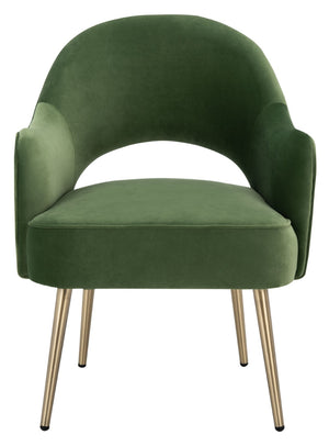 Safavieh Dublyn Accent Chair - Modern Glamour Meets Retro Design With Plush Comfort And Gold Tapered Legs Green ACH4001C