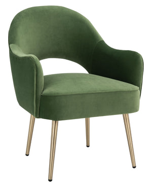 Safavieh Dublyn Accent Chair - Modern Glamour Meets Retro Design With Plush Comfort And Gold Tapered Legs Green ACH4001C