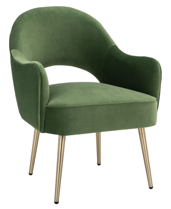 Safavieh Dublyn Accent Chair - Modern Glamour Meets Retro Design With Plush Comfort And Gold Tapered Legs Green ACH4001C