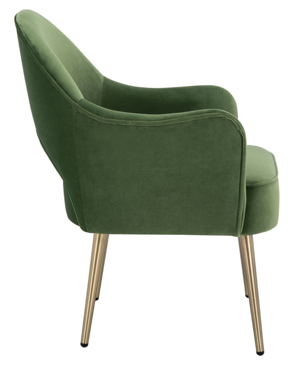 Safavieh Dublyn Accent Chair - Modern Glamour Meets Retro Design With Plush Comfort And Gold Tapered Legs Green ACH4001C