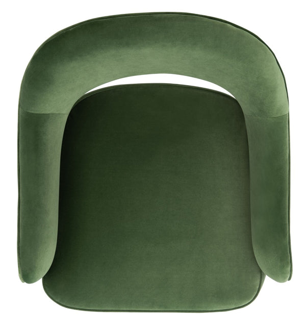 Safavieh Dublyn Accent Chair - Modern Glamour Meets Retro Design With Plush Comfort And Gold Tapered Legs Green ACH4001C