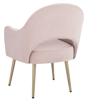 Safavieh Dublyn Accent Chair - Modern Glamour Meets Retro Design With Plush Comfort And Gold Tapered Legs Light Pink ACH4001D