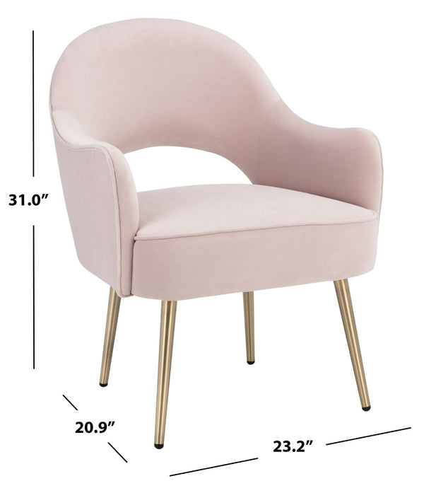 Safavieh Dublyn Accent Chair - Modern Glamour Meets Retro Design With Plush Comfort And Gold Tapered Legs Light Pink ACH4001D