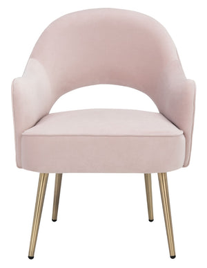 Safavieh Dublyn Accent Chair - Modern Glamour Meets Retro Design With Plush Comfort And Gold Tapered Legs Light Pink ACH4001D