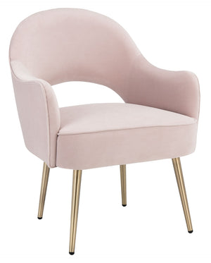 Safavieh Dublyn Accent Chair - Modern Glamour Meets Retro Design With Plush Comfort And Gold Tapered Legs Light Pink ACH4001D
