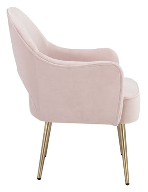 Safavieh Dublyn Accent Chair - Modern Glamour Meets Retro Design With Plush Comfort And Gold Tapered Legs Light Pink ACH4001D