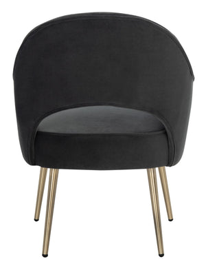 Safavieh Dublyn Accent Chair - Modern Glamour Meets Retro Design With Plush Comfort And Gold Tapered Legs Black ACH4001E