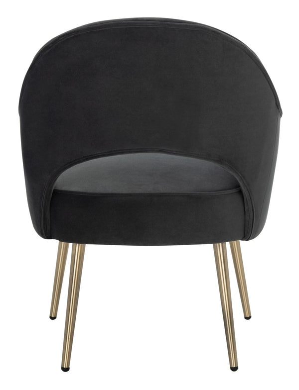 Safavieh Dublyn Accent Chair - Modern Glamour Meets Retro Design With Plush Comfort And Gold Tapered Legs Black ACH4001E