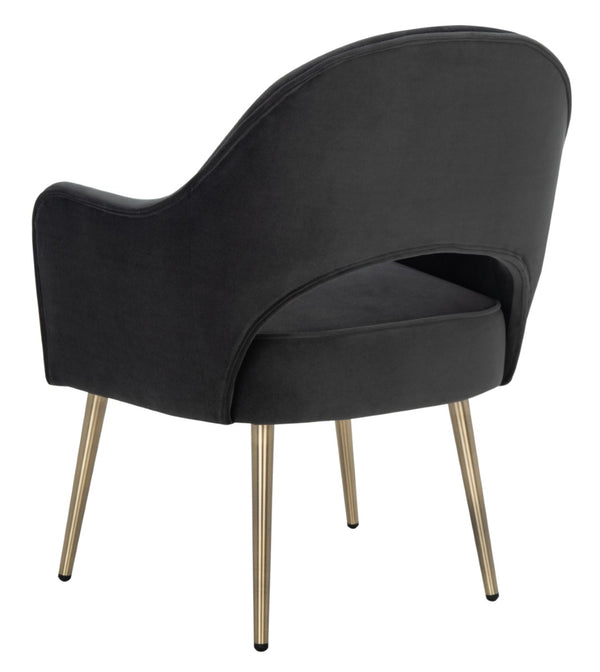 Safavieh Dublyn Accent Chair - Modern Glamour Meets Retro Design With Plush Comfort And Gold Tapered Legs Black ACH4001E