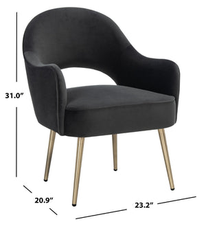 Safavieh Dublyn Accent Chair - Modern Glamour Meets Retro Design With Plush Comfort And Gold Tapered Legs Black ACH4001E