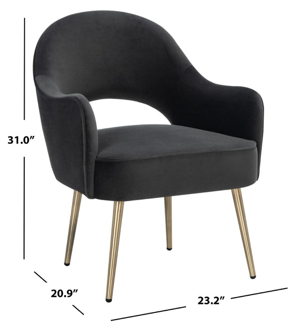 Safavieh Dublyn Accent Chair - Modern Glamour Meets Retro Design With Plush Comfort And Gold Tapered Legs Black ACH4001E