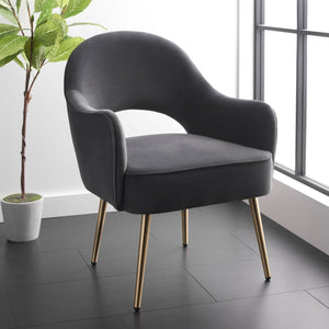Safavieh Dublyn Accent Chair - Modern Glamour Meets Retro Design With Plush Comfort And Gold Tapered Legs Black ACH4001E