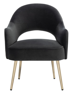 Safavieh Dublyn Accent Chair - Modern Glamour Meets Retro Design With Plush Comfort And Gold Tapered Legs Black ACH4001E