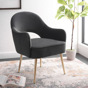 Safavieh Dublyn Accent Chair - Modern Glamour Meets Retro Design With Plush Comfort And Gold Tapered Legs Black ACH4001E