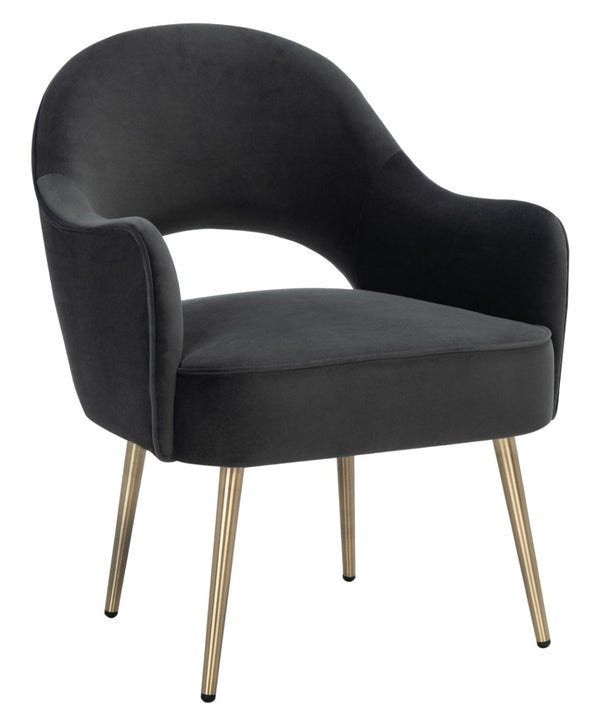 Safavieh Dublyn Accent Chair - Modern Glamour Meets Retro Design With Plush Comfort And Gold Tapered Legs Black ACH4001E