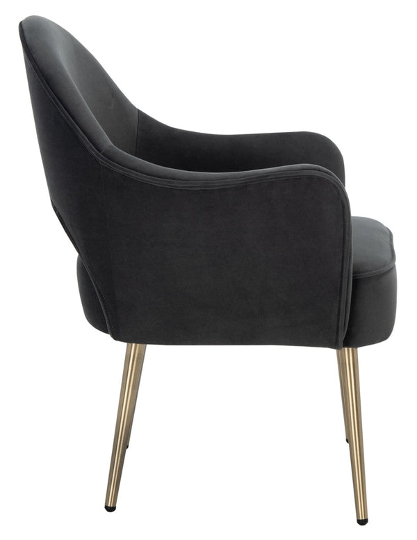 Safavieh Dublyn Accent Chair - Modern Glamour Meets Retro Design With Plush Comfort And Gold Tapered Legs Black ACH4001E