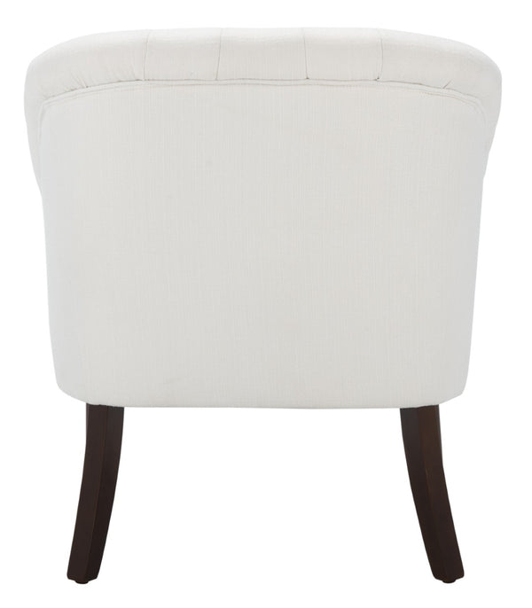 Safavieh Quenton Accent Chair - Timeless Elegance With Channel Tufting And Warm Walnut Legs For Any Space White ACH4002A