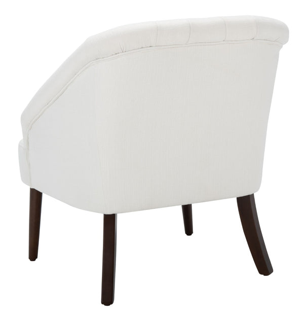 Safavieh Quenton Accent Chair - Timeless Elegance With Channel Tufting And Warm Walnut Legs For Any Space White ACH4002A