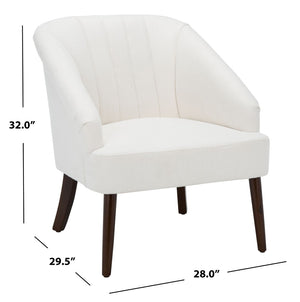 Safavieh Quenton Accent Chair - Timeless Elegance With Channel Tufting And Warm Walnut Legs For Any Space White ACH4002A