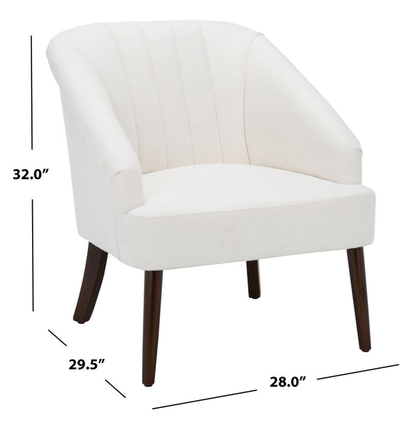 Safavieh Quenton Accent Chair - Timeless Elegance With Channel Tufting And Warm Walnut Legs For Any Space White ACH4002A