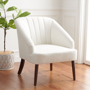 Safavieh Quenton Accent Chair - Timeless Elegance With Channel Tufting And Warm Walnut Legs For Any Space White ACH4002A