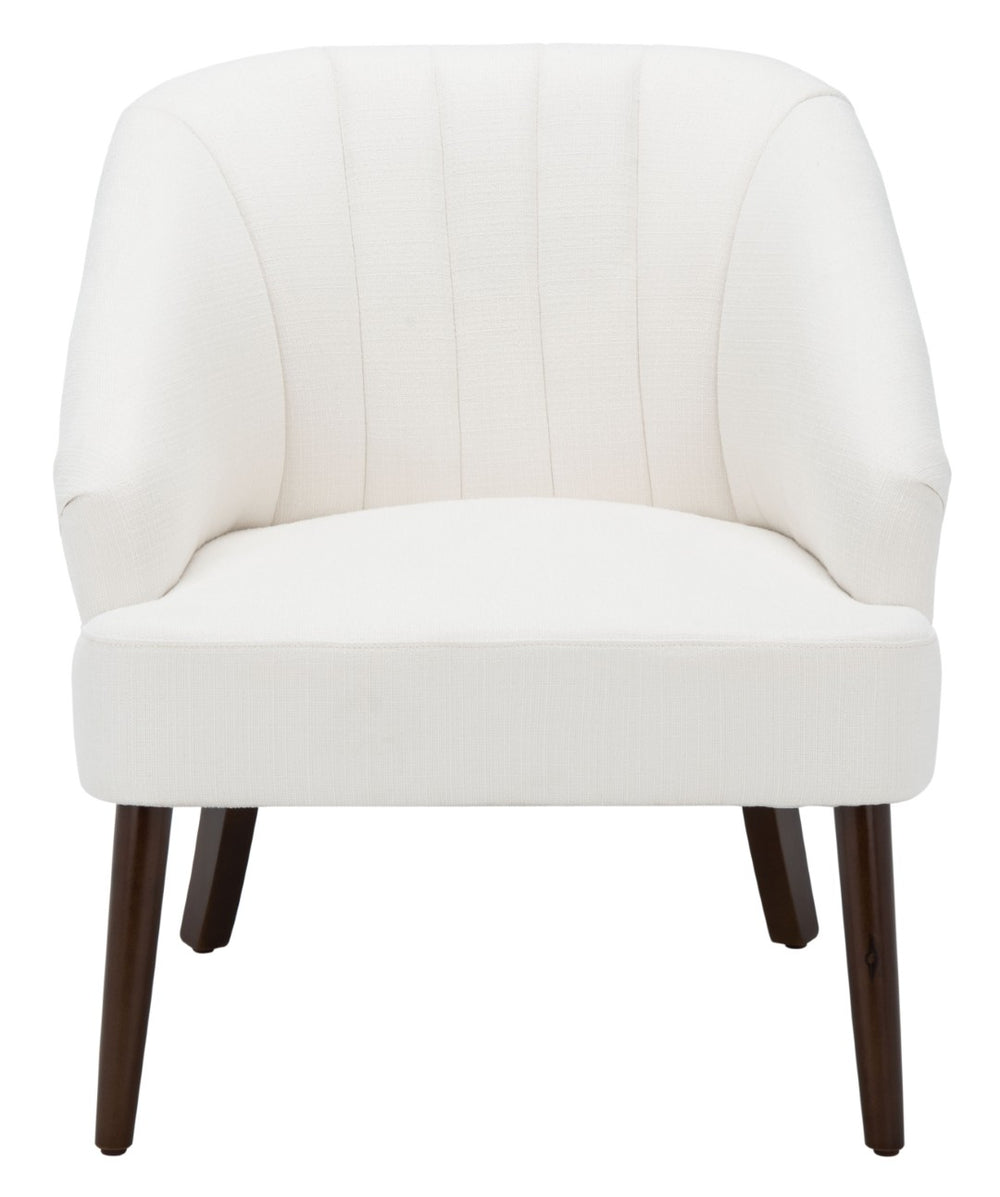Safavieh Quenton Accent Chair - Timeless Elegance With Channel Tufting And Warm Walnut Legs For Any Space White ACH4002A