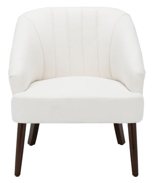 Safavieh Quenton Accent Chair - Timeless Elegance With Channel Tufting And Warm Walnut Legs For Any Space White ACH4002A