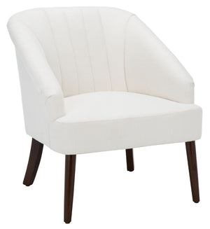 Safavieh Quenton Accent Chair - Timeless Elegance With Channel Tufting And Warm Walnut Legs For Any Space White ACH4002A