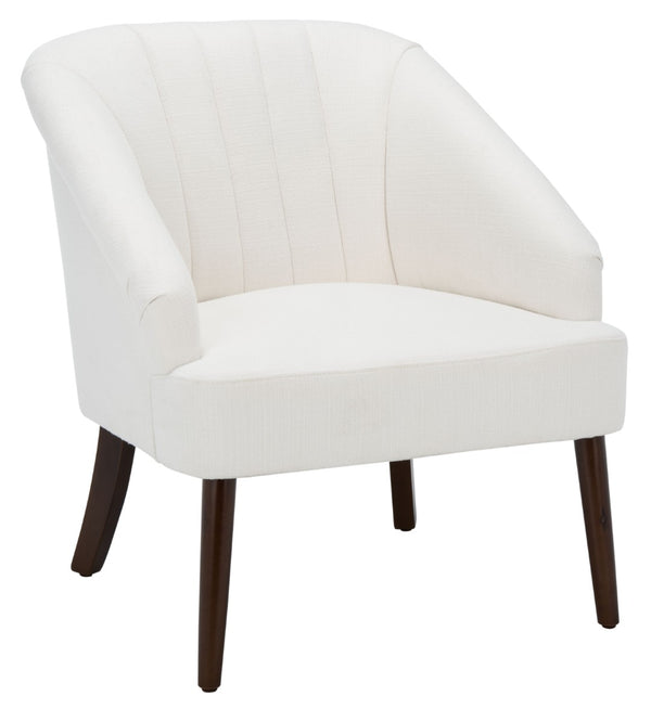 Safavieh Quenton Accent Chair - Timeless Elegance With Channel Tufting And Warm Walnut Legs For Any Space White ACH4002A