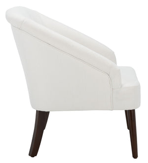 Safavieh Quenton Accent Chair - Timeless Elegance With Channel Tufting And Warm Walnut Legs For Any Space White ACH4002A
