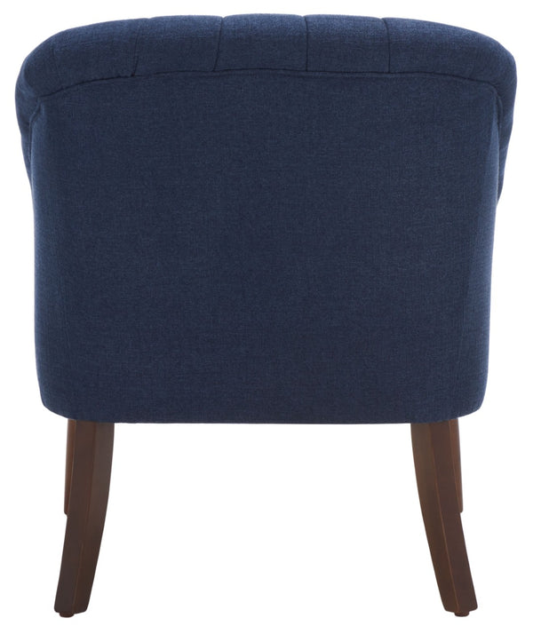 Safavieh Quenton Accent Chair - Timeless Elegance With Channel Tufting And Warm Walnut Legs For Any Space Navy ACH4002B