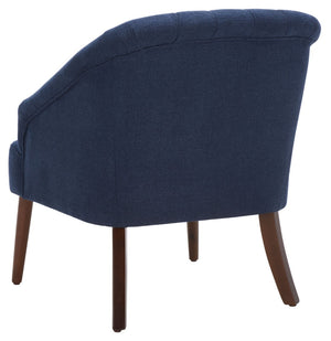 Safavieh Quenton Accent Chair - Timeless Elegance With Channel Tufting And Warm Walnut Legs For Any Space Navy ACH4002B
