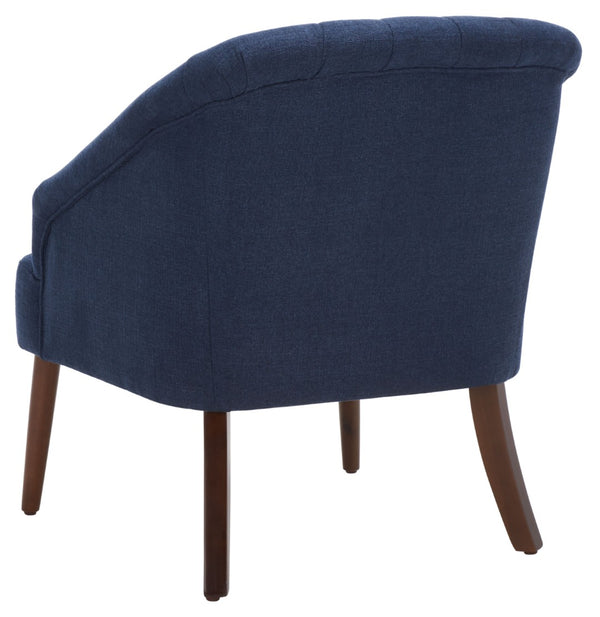 Safavieh Quenton Accent Chair - Timeless Elegance With Channel Tufting And Warm Walnut Legs For Any Space Navy ACH4002B
