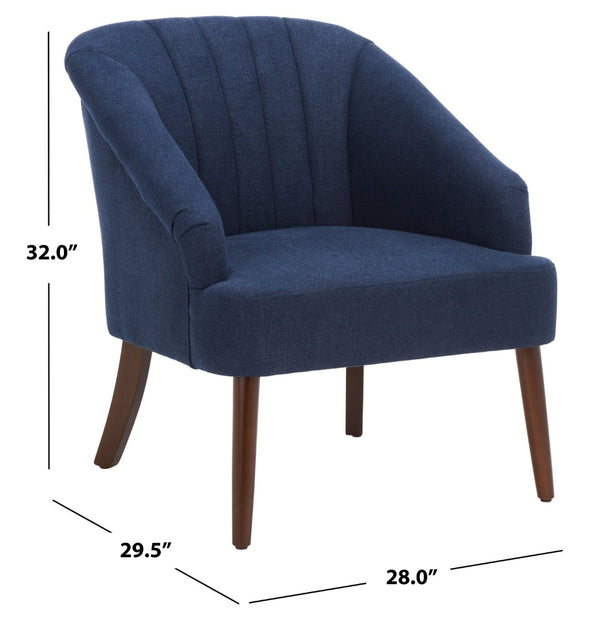 Safavieh Quenton Accent Chair - Timeless Elegance With Channel Tufting And Warm Walnut Legs For Any Space Navy ACH4002B