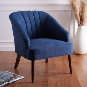 Safavieh Quenton Accent Chair - Timeless Elegance With Channel Tufting And Warm Walnut Legs For Any Space Navy ACH4002B