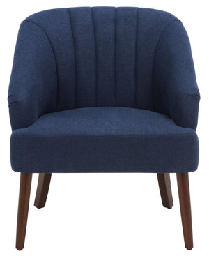 Safavieh Quenton Accent Chair - Timeless Elegance With Channel Tufting And Warm Walnut Legs For Any Space Navy ACH4002B