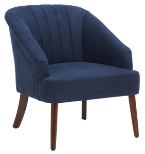 Safavieh Quenton Accent Chair - Timeless Elegance With Channel Tufting And Warm Walnut Legs For Any Space Navy ACH4002B