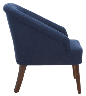 Safavieh Quenton Accent Chair - Timeless Elegance With Channel Tufting And Warm Walnut Legs For Any Space Navy ACH4002B