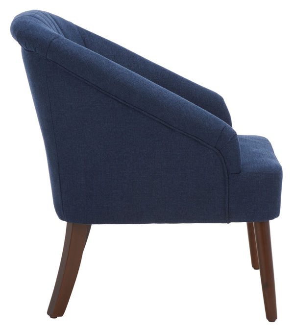 Safavieh Quenton Accent Chair - Timeless Elegance With Channel Tufting And Warm Walnut Legs For Any Space Navy ACH4002B