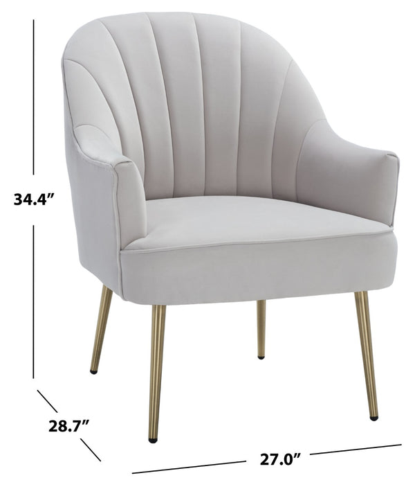 Safavieh Areli Art Deco Accent Chair In Light Grey Velvet With Gold Legs - Stylish Comfort For Any Space ACH4004A